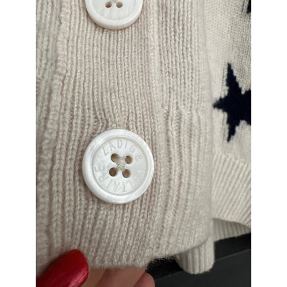 Zadig & Voltaire Mirka Stars Cashmere Cardigan Ivory Size Small - Picture 6 of 13